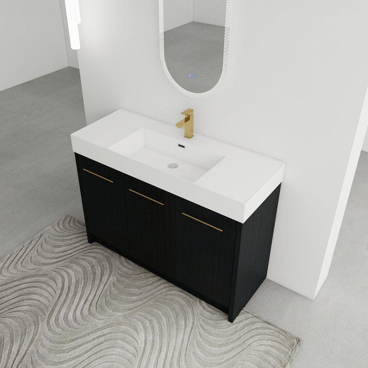 48 Inch Freestanding Bathroom Vanity with Resin Sink, With Soft Closing Door, KD-Package