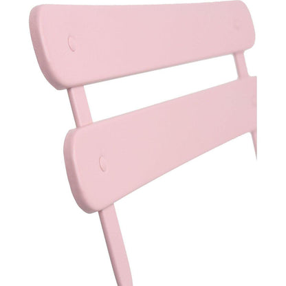 3 Pieces Patio Bistro Balcony Metail Chair Table Set-Pink
