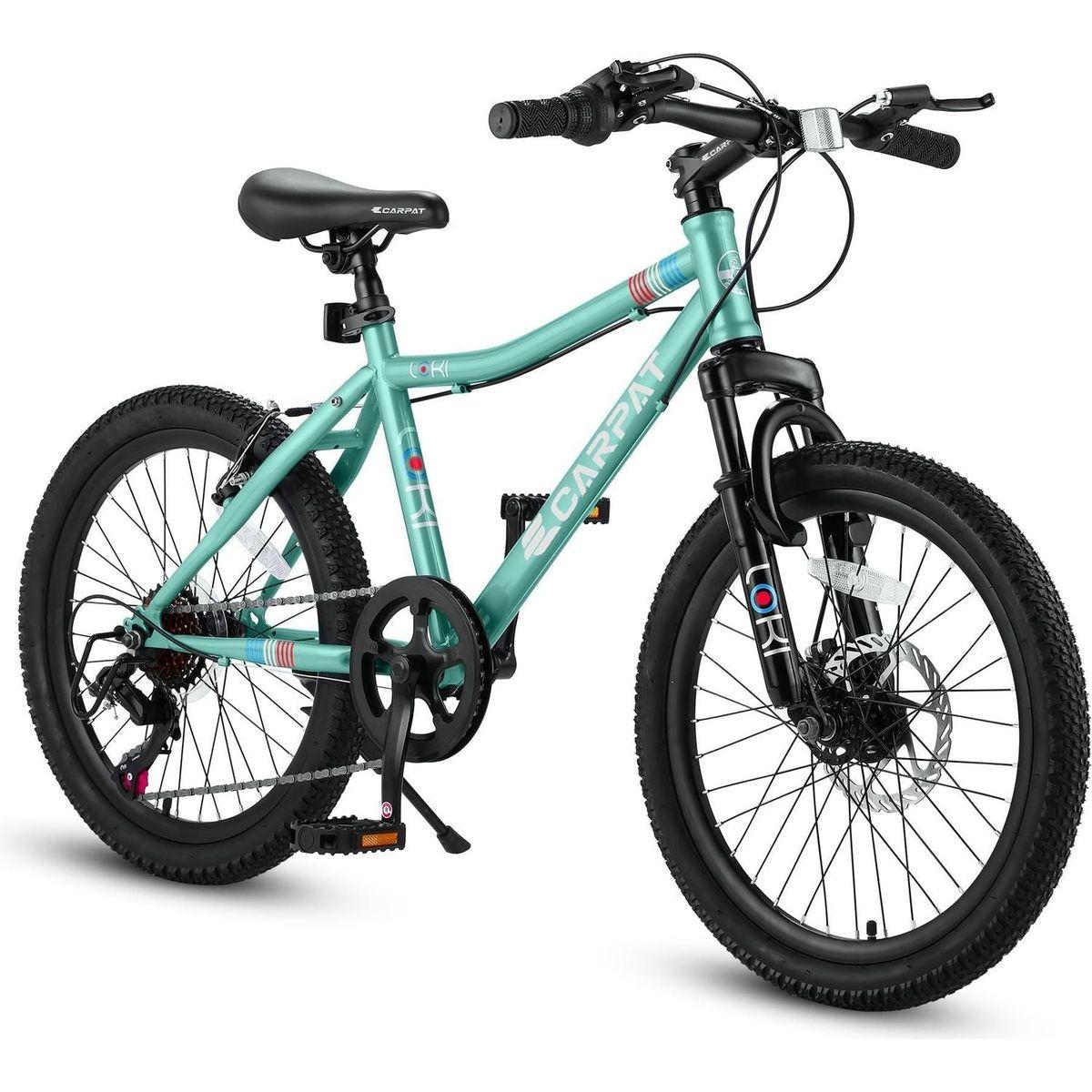 S20101 20 Inch Kids Bike, Boys Girls Mountain Bike Ages 8-12, 7 Speed Teenager Children Kids' Bicycles, Front Suspension Disc U Brake, 14 Inch Height Steel Frame
