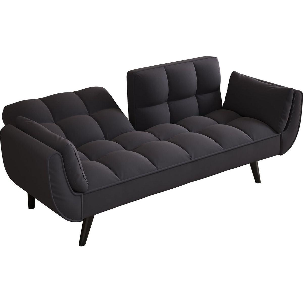 57 "black sofa Soft two armrests throw pillow pillow comfortable fit apartment bedroom small space
