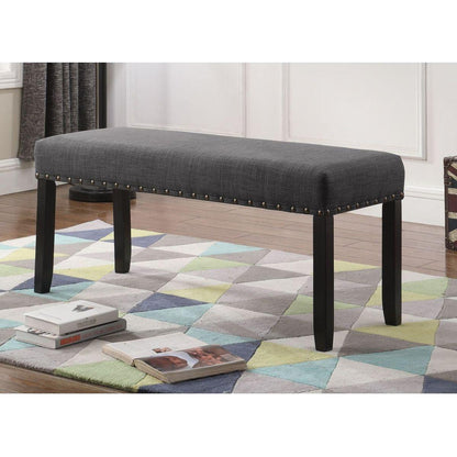 Biony Fabric Dining Bench with Nailhead Trim, Grey