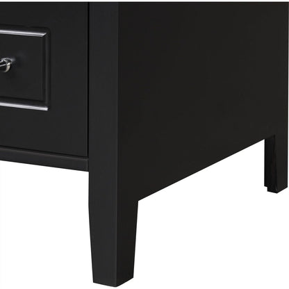 30" Bathroom Vanity with Sink, Bathroom Vanity Cabinet with Two Drawers and Door, Adjustable Shelf, Solid Wood and MDF, Black