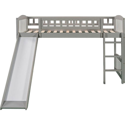 Twin size Loft Bed with Slide and Ladder, Gray