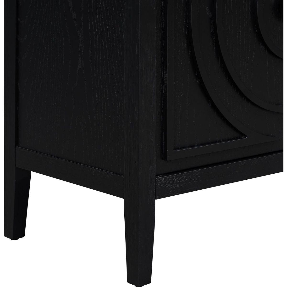 Retro Sideboard door with Circular Groove Design Round Metal Door Handle for Entrance, Dining Room, Living Room (Black)