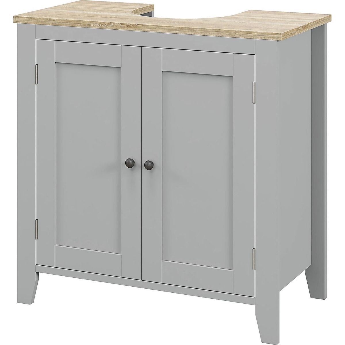 Kleankin Pedestal Sink Storage Cabinet, Under Sink Cabinet, Bathroom Vanity Cabinet with U-Shape and Adjustable Internal Shelf, Gray