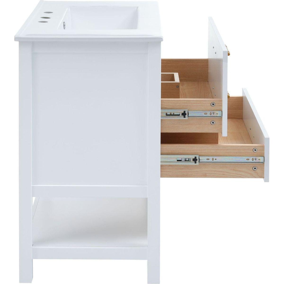 Modern 30inch Navy Blue/White Bathroom Vanity Cabinet Combo with Open Storge, Two Drawers