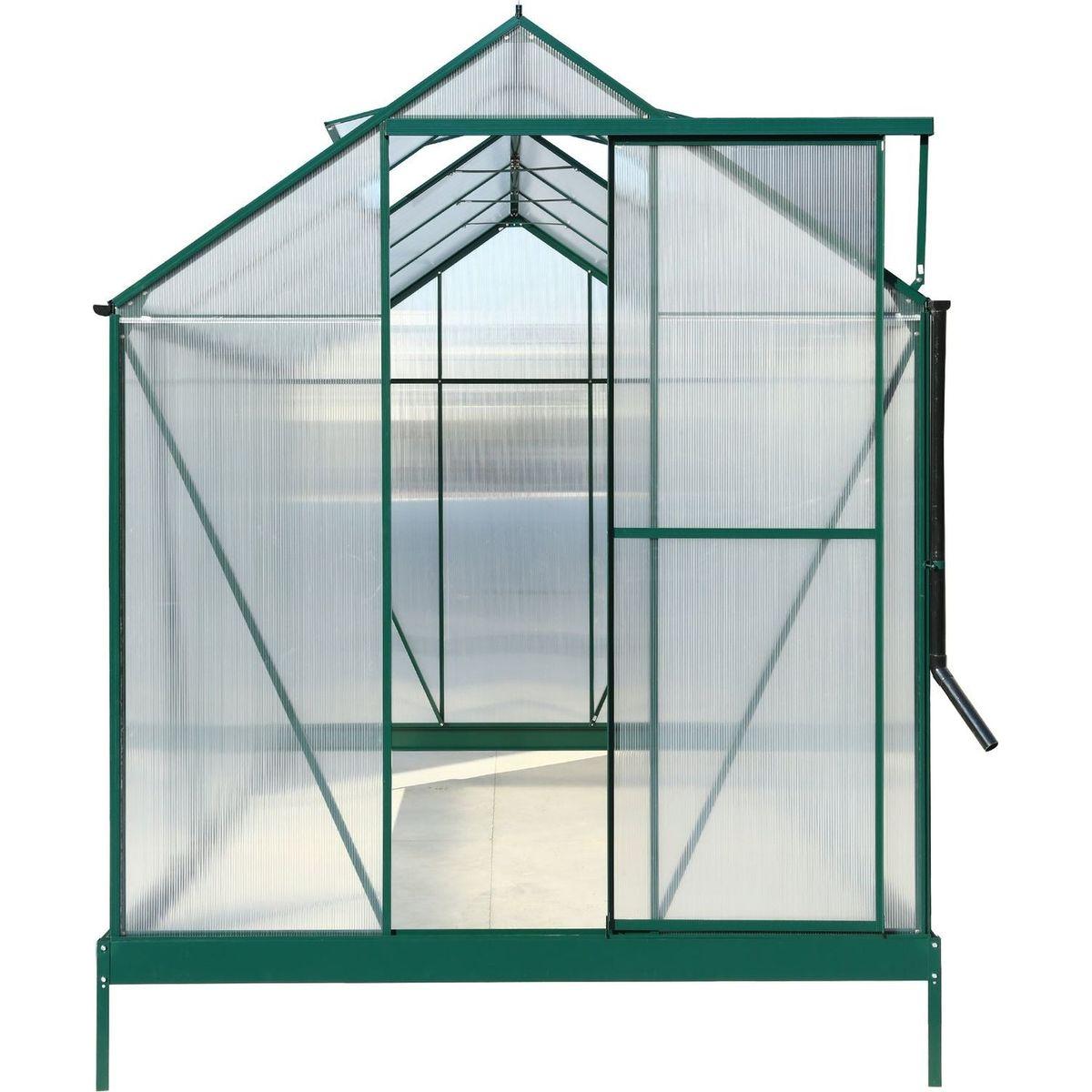 6.3'x10.2'x7' Polycarbonate Greenhouse, Heavy Duty Outdoor Aluminum Walk-in Green House Kit with Rain Gutter, Vent and Door for Backyard Garden, color green
