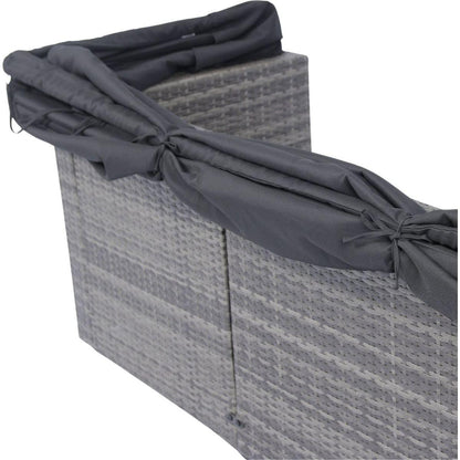 7-Piece Patio Furniture Set w/Retractable Canopy Wicker Rattan Sectional Sofa Set Patio Furniture with Washable Cushions for Lawn, Garden, Backyard, Poolside Grey wicker + Black Cushion