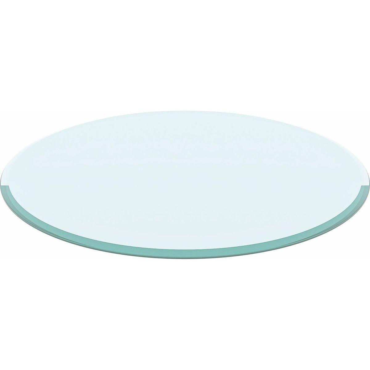 36" Inch Round Tempered Glass Table Top Clear Glass 1/2" Inch Thick Beveled Polished Edge