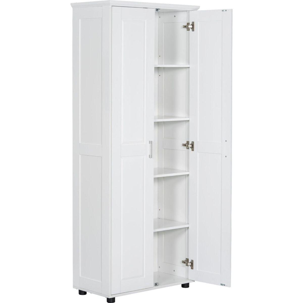 Storage Cabinet with Two Doors for Bathroom, Office, Adjustable Shelf, MDF Board, White