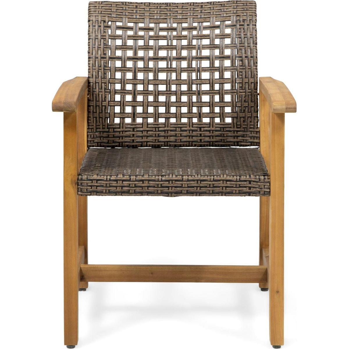 HAMPTON WOOD AND WICKER DINING CHAIR(SET OF 2 )