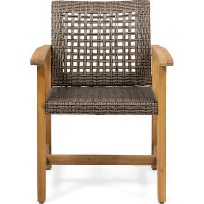 HAMPTON WOOD AND WICKER DINING CHAIR(SET OF 2 )