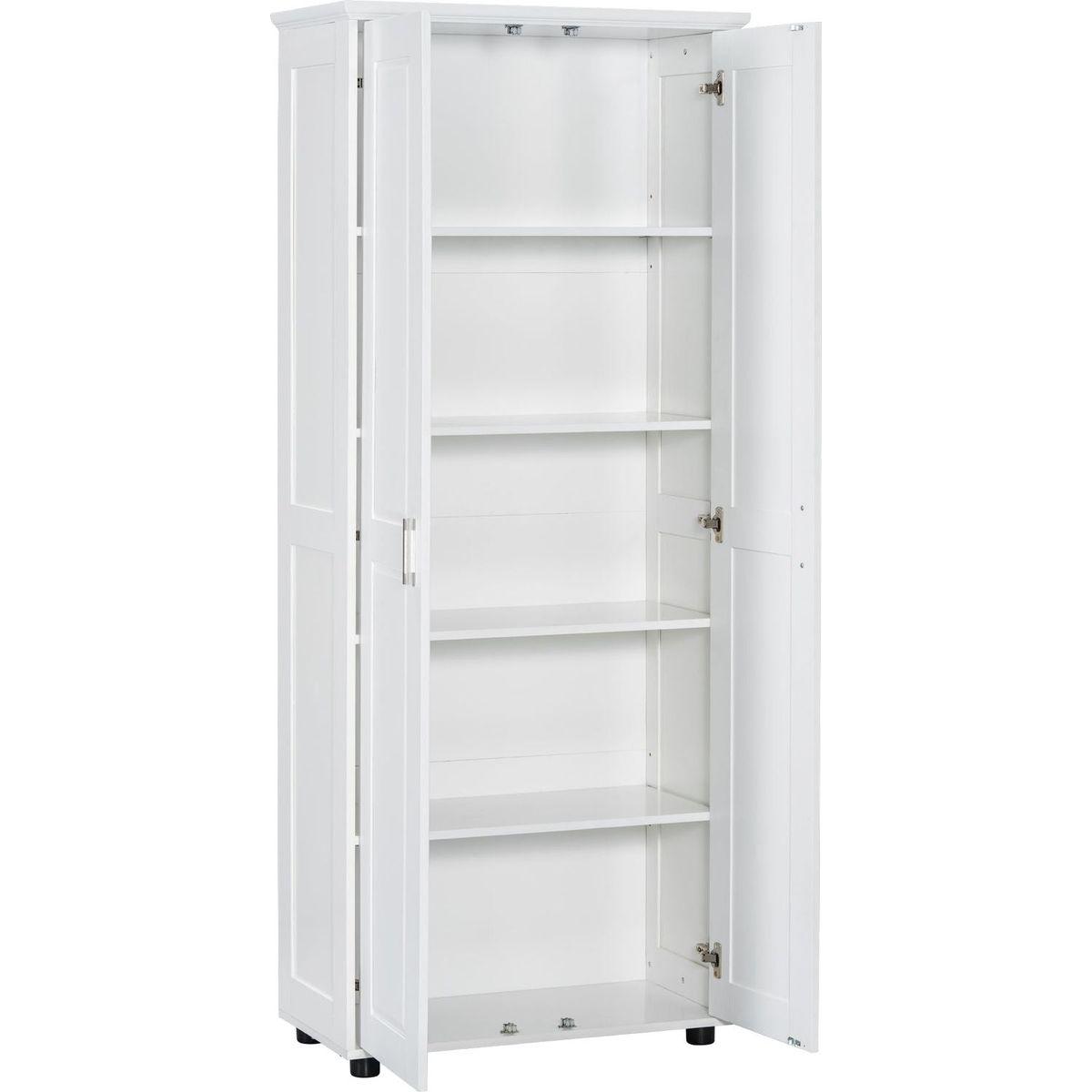 Storage Cabinet with Two Doors for Bathroom, Office, Adjustable Shelf, MDF Board, White