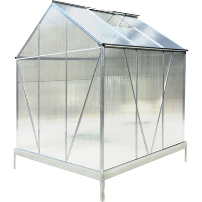 6.3'x6.2'x7' Polycarbonate Greenhouse, Heavy Duty Outdoor Aluminum Walk-in Green House Kit with Rain Gutter, Vent and Door for Backyard Garden, color aluminium