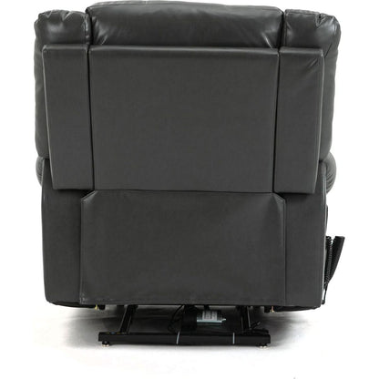 Power Lift Recliner Chair Heat Massage Dual Motor Infinite Position Up to 350 LBS, Faux Leather, Heavy Duty Motion Mechanism with USB Ports, Grey
