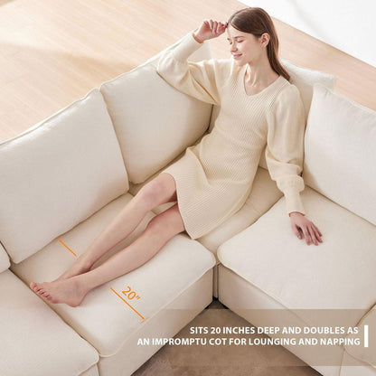 110x57" Modern U Shape Modular Sofa, 6 Seat Chenille Sectional Couch Set with 2 Pillows Included, Freely Combinable Indoor Funiture for Living Room, Apartment, Office, 2 Colors