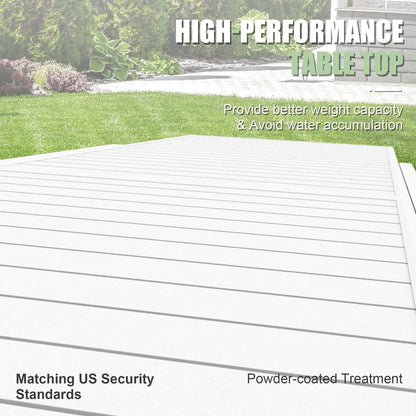 Aluminum Patio Extendable Dining Table 35"- 71", Adjustable Indoor Outdoor Patio Dining Table with E-Coating for 4-6 Person Garden Lawn Porch Bistro Furniture, Elegant Ivory White