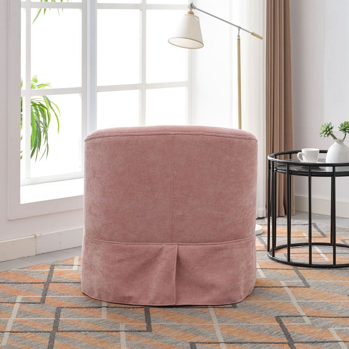 degree Swivel Accent Armchair Linen Blend PINK