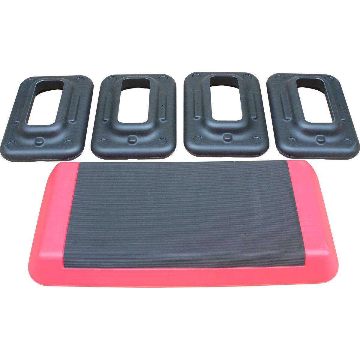 Adjustable Workout Aerobic Stepper in Fitness & Exercise Step Platform Trainer Red Black with 4 Risers