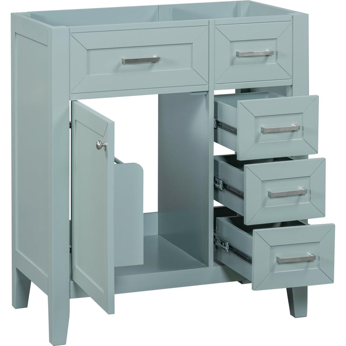 30" Bathroom Vanity without Sink, Cabinet Base Only, Bathroom Cabinet with Drawers, Solid Frame and MDF Board, Green