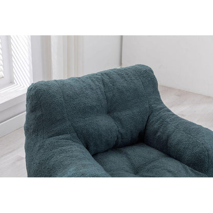 Soft Tufted Foam Bean Bag Chair With Teddy Fabric Green