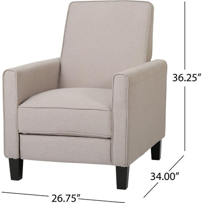 Recliner Push Back Chair for Elegant Home Decor Beige