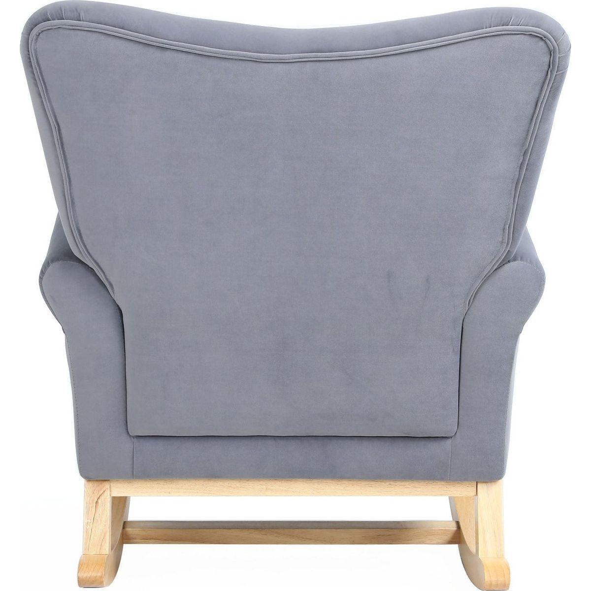 Modern Rocking Chair, Upholstered Accent Chair for Nursery, Playroom, Bedroom and Living Room, Small Contemporary Rocker, Kids Cushioned Arm Chair, Grey