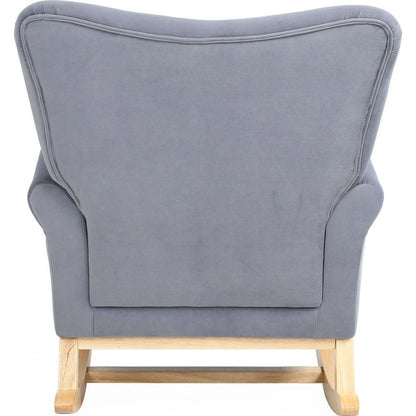 Modern Rocking Chair, Upholstered Accent Chair for Nursery, Playroom, Bedroom and Living Room, Small Contemporary Rocker, Kids Cushioned Arm Chair, Grey