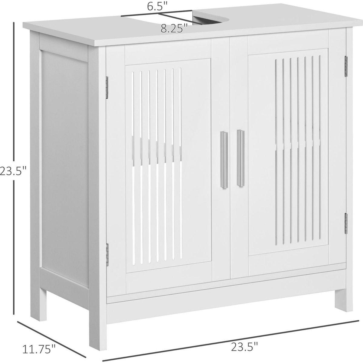 kleankin Modern Under Sink Cabinet with 2 Doors, Pedestal Under Sink Bathroom Cupboard, Bathroom Vanity Cabinet with Adjustable Shelves, White