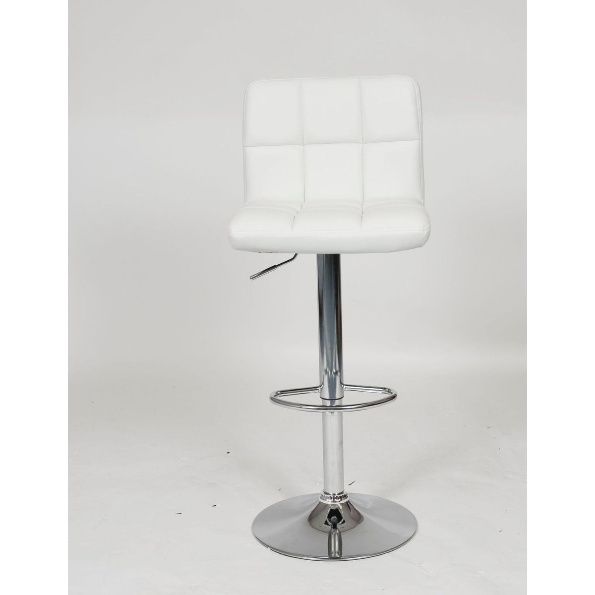Swivel Faux Leather Adjustable Hydraulic Bar Stool, Set of 2, White