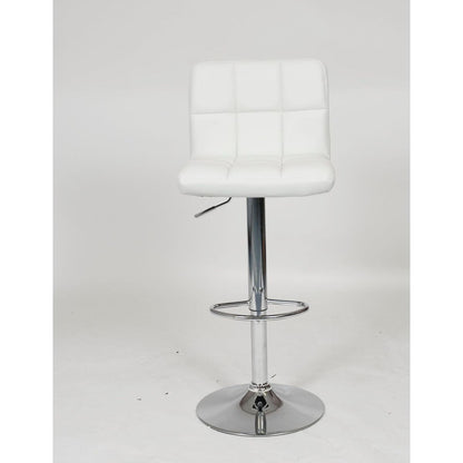 Swivel Faux Leather Adjustable Hydraulic Bar Stool, Set of 2, White