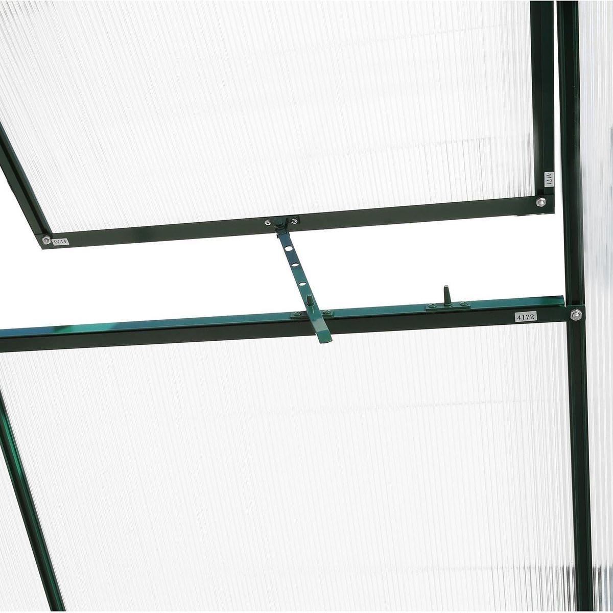 6.3'x10.2'x7' Polycarbonate Greenhouse, Heavy Duty Outdoor Aluminum Walk-in Green House Kit with Rain Gutter, Vent and Door for Backyard Garden, color green