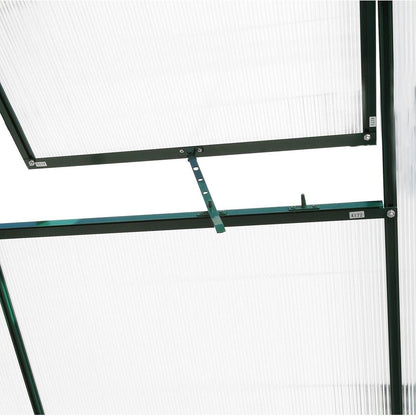 6.3'x10.2'x7' Polycarbonate Greenhouse, Heavy Duty Outdoor Aluminum Walk-in Green House Kit with Rain Gutter, Vent and Door for Backyard Garden, color green