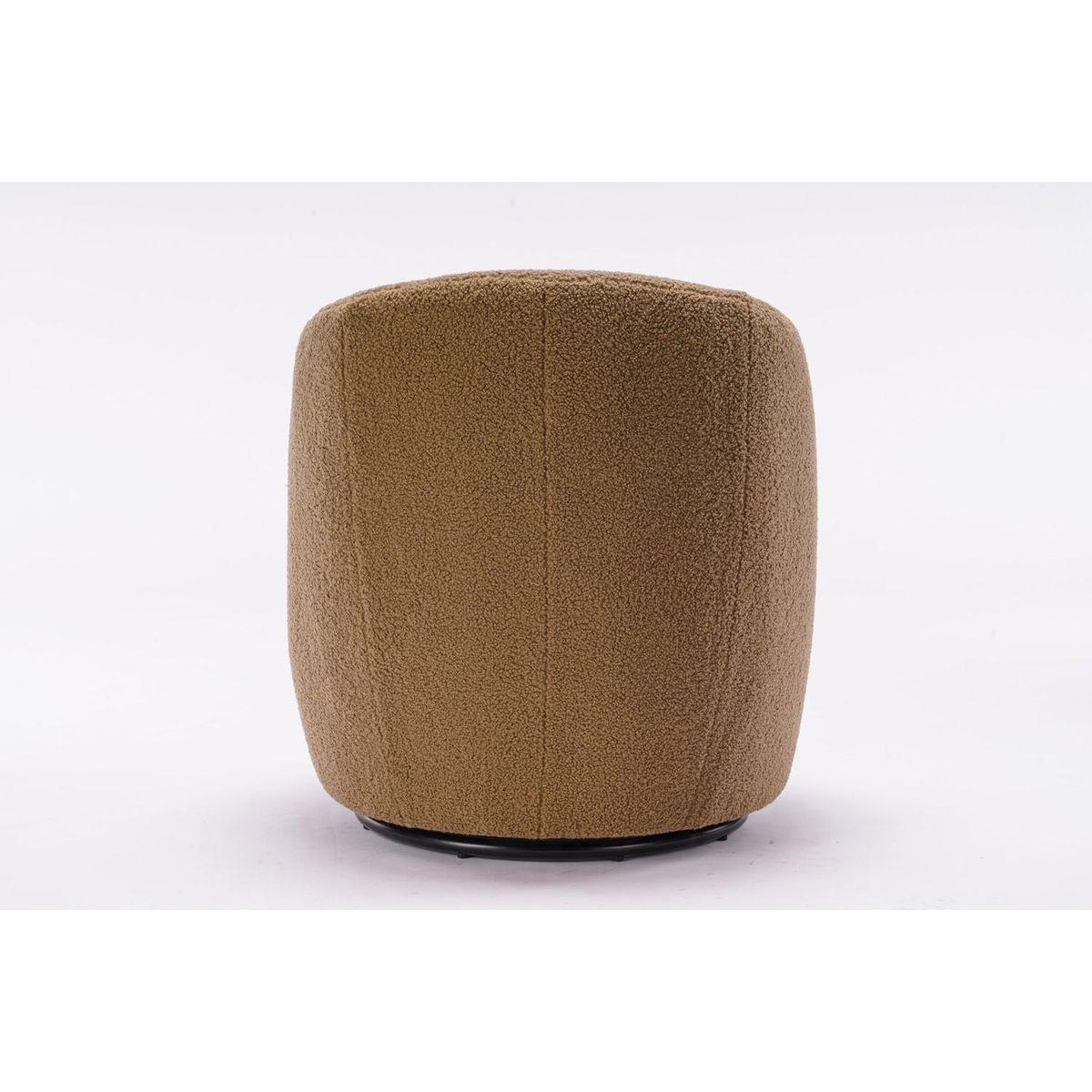 Teddy Fabric Swivel Accent Armchair Barrel Chair With Black Powder Coating Metal Ring,Coffee Brown