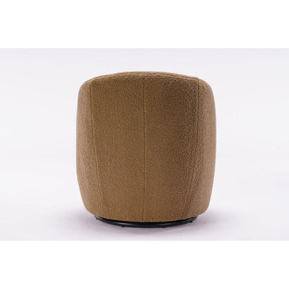Teddy Fabric Swivel Accent Armchair Barrel Chair With Black Powder Coating Metal Ring,Coffee Brown