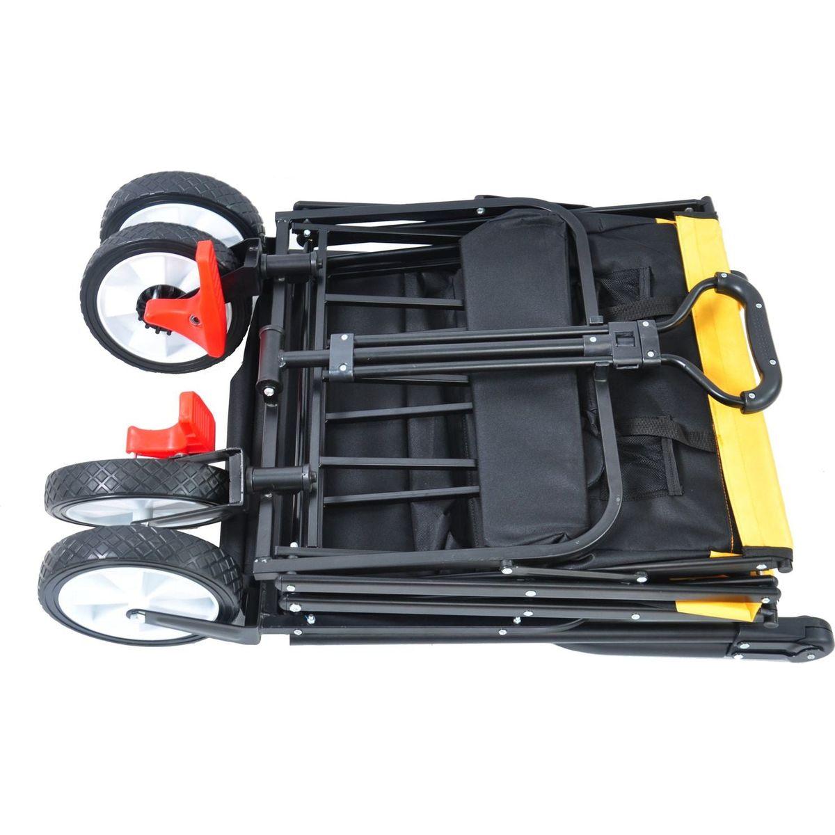 folding wagon Collapsible Outdoor Utility Wagon, Heavy Duty Folding Garden Portable Hand Cart, Drink Holder, Adjustable Handles