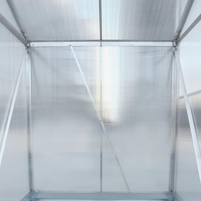 6.3'x4.2'x7' Polycarbonate Greenhouse, Heavy Duty Outdoor Aluminum Walk-in Green House Kit with Rain Gutter, Vent and Door for Backyard Garden, color aluminium