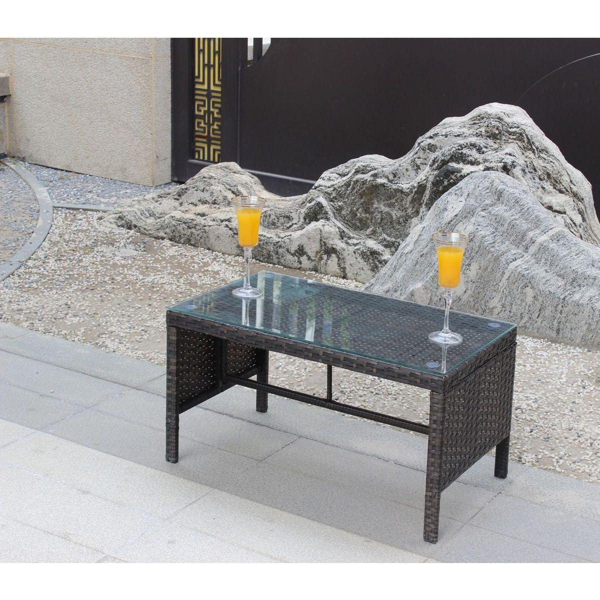 Outdoor patio Furniture 1 Coffee Table with clear tempered glass
