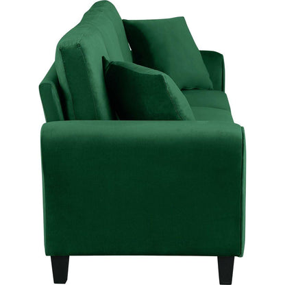 Modern Velvet Couch with 2 Pillow, 78 Inch Width Living Room Furniture, 3 Seater Sofa with Plastic Legs