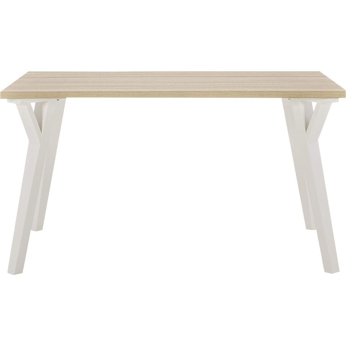 Alwynn Contemporary Rectangular Dining Table, White and Natural Wood