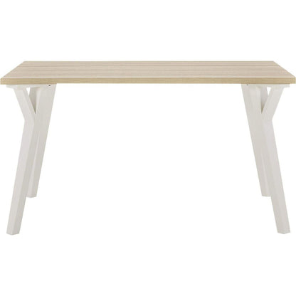 Alwynn Contemporary Rectangular Dining Table, White and Natural Wood