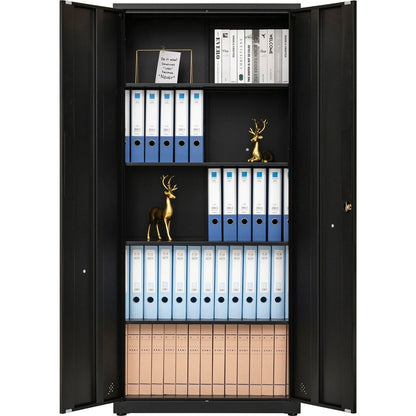 High Storage Cabinet with 2 Doors and 4 Partitions to Separate 5 Storage Spaces, Home/ Office Design