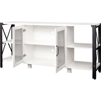 TV Stands for Living Room, Industrial TV Stand for Bedroom Furniture, Farmhouse TV Stand 80 Inch Television Stand, Modern Horizontal Wood and Metal Open Bookshelf