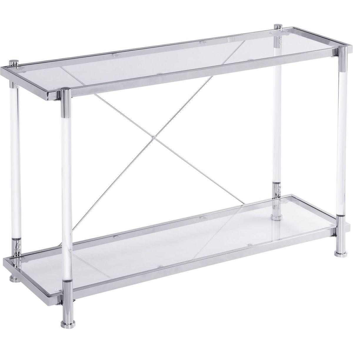 43.31" Chrome Glass Sofa Table, Acrylic Side Table, Console Table for Living Room& Bedroom