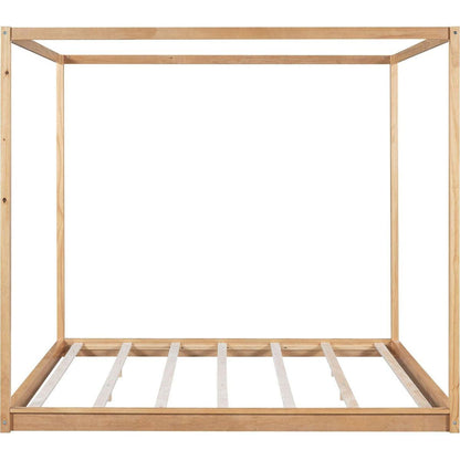 King Size Canopy Platform Bed with Support Legs, Natural