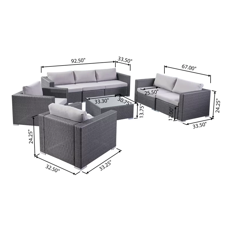 7 - Person Outdoor Seating Group with Cushions