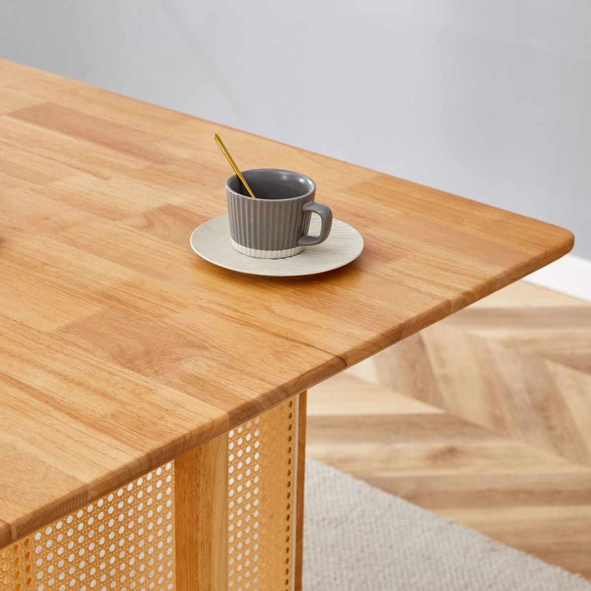 Chinese country retro solid wood dining table, simple modern imitation rattan dining table, wooden dining table, desk. Suitable for dining room, living room, office