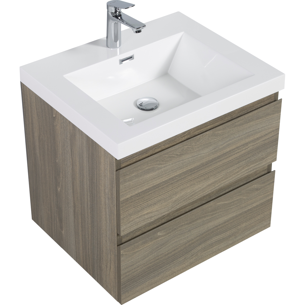 24" Floating Bathroom Vanity with Sink, Modern Wall-Mounted Bathroom Storage Vanity Cabinet with Resin Top Basin and Soft Close Drawers, Ash Grey