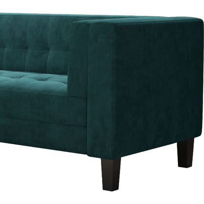 3-Seater Sofa, Upholstered Tufted Coach, Velvet Sofa, Green