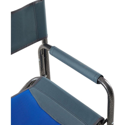 1-piece Padded Folding Outdoor Chair with Storage Pockets,Lightweight Oversized Directors Chair for indoor, Outdoor Camping, Picnics and Fishing,Blue/Grey